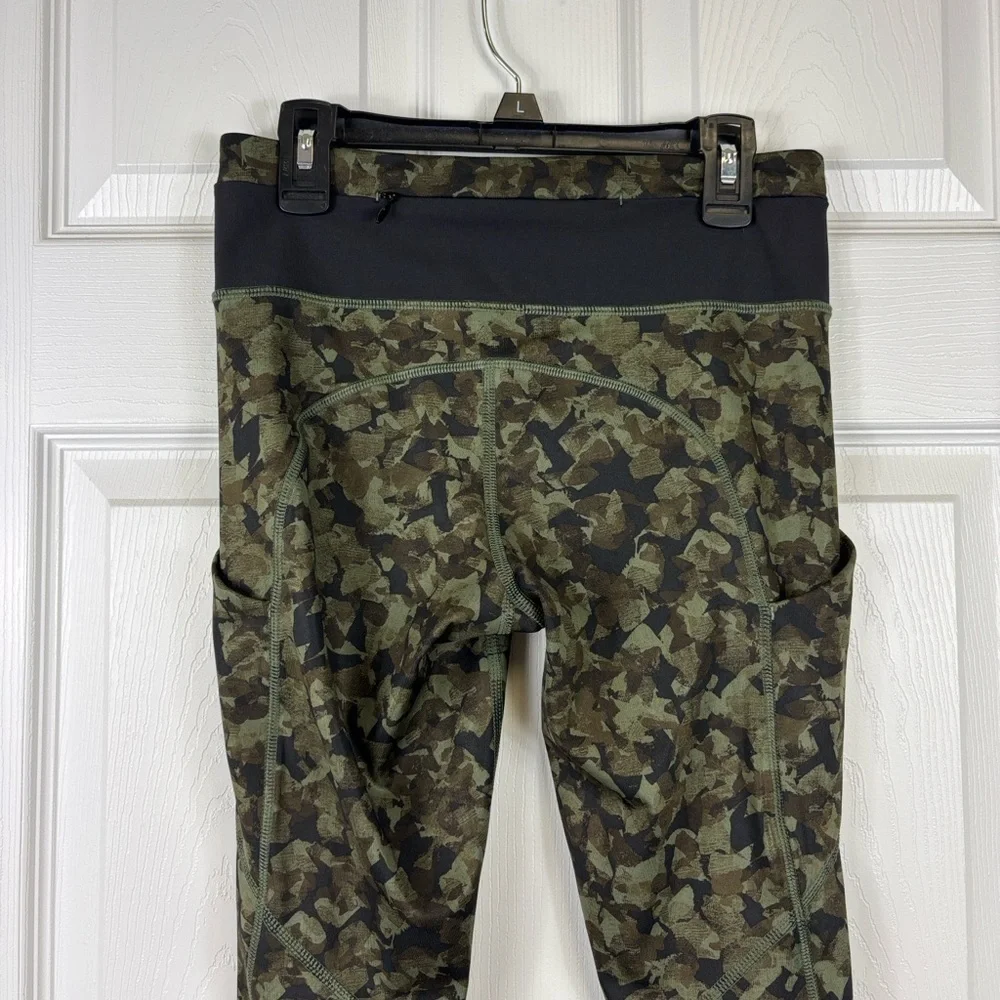 Lululemon speed tight III luxtreme mystic jungle fatigue green black sz 4